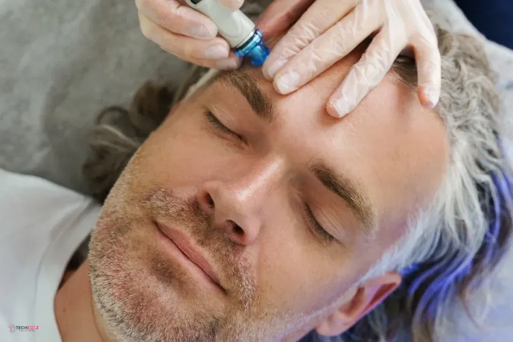 HydraFacial device on face